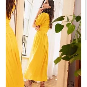 ANN TAYLOR Shirred Maxi Skirt In Bright Daffodil